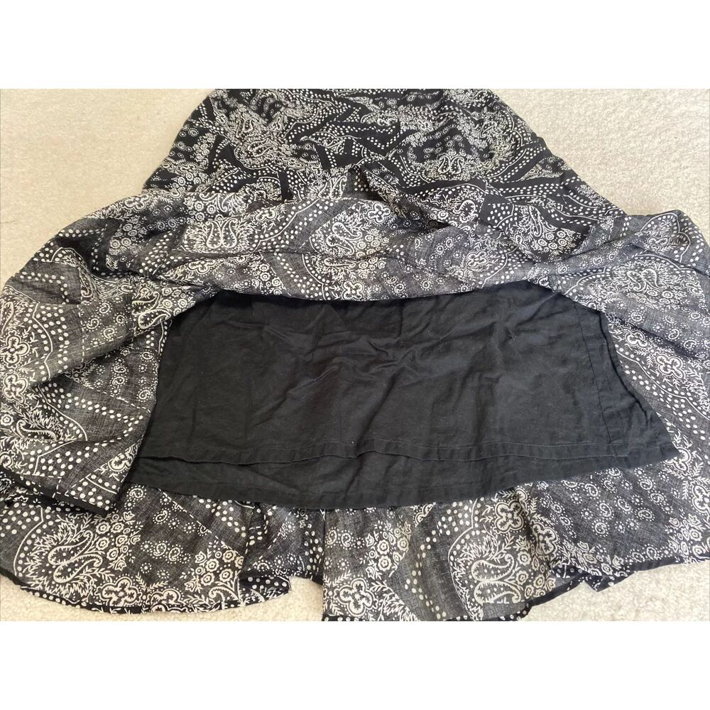 Ralph Lauren SZ 4 Long Boho Maxi Skirt Black & White Paisley Cotton CottageCore - Picture 5 of 7